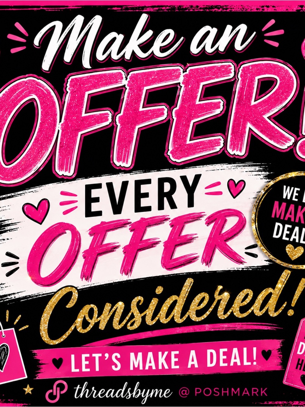 ThreadsbyMe Pink & Gold 'Make an Offer' Decorative Sign